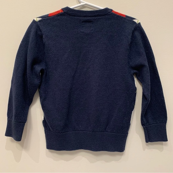 H&M Boys Argyle V-neck Wool Blend Sweater,Navy Red Cream Size US 3-4Y - Picture 4 of 7
